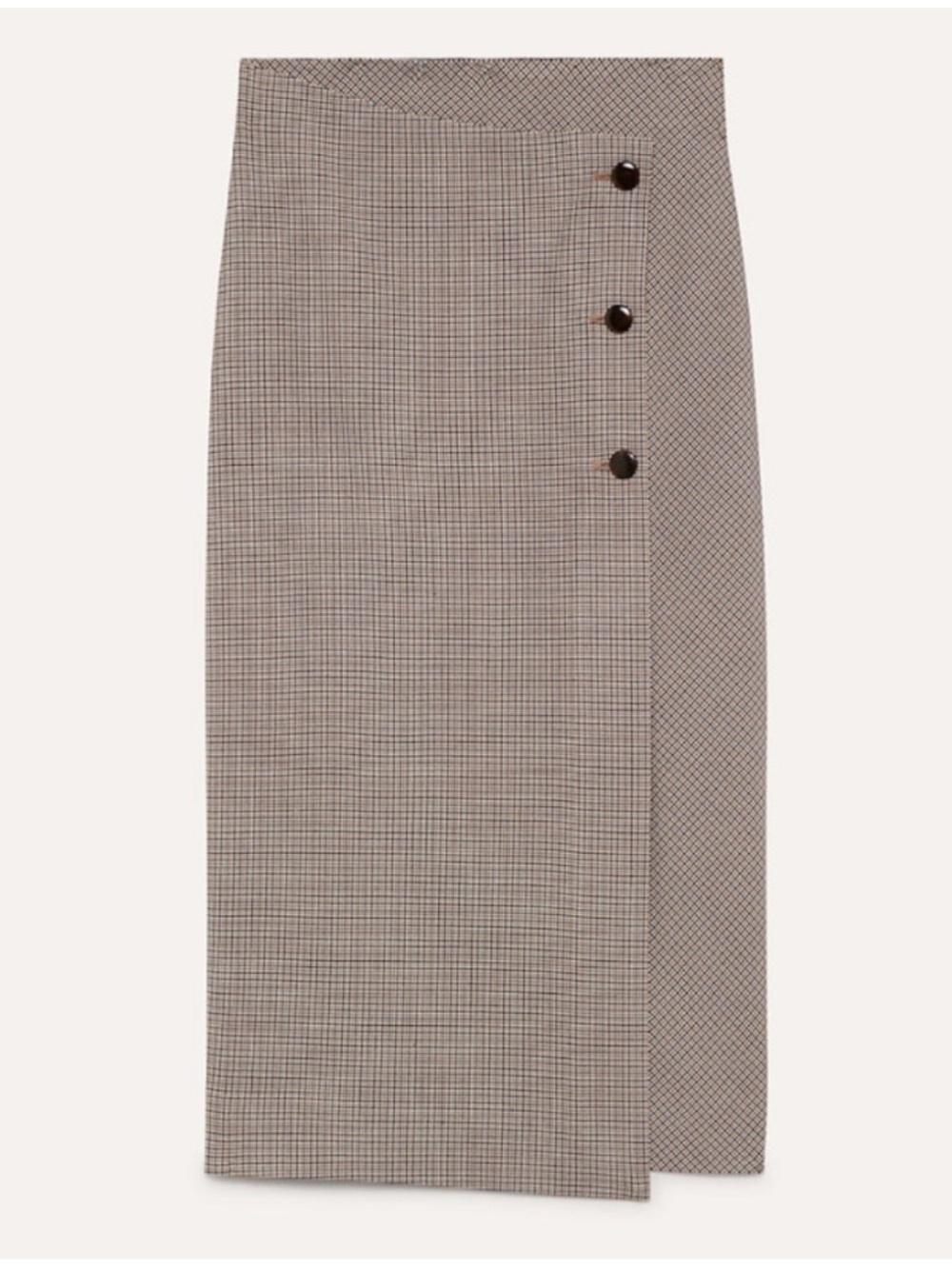ARITZIA • BABATON Billy Houndstooth Plaid Button Pencil Wrap Midi Skirt Size 00